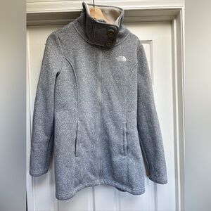 The North Face Women’s Crescent Gray Knit Fleece Full Zip Logo Jacket Size L
